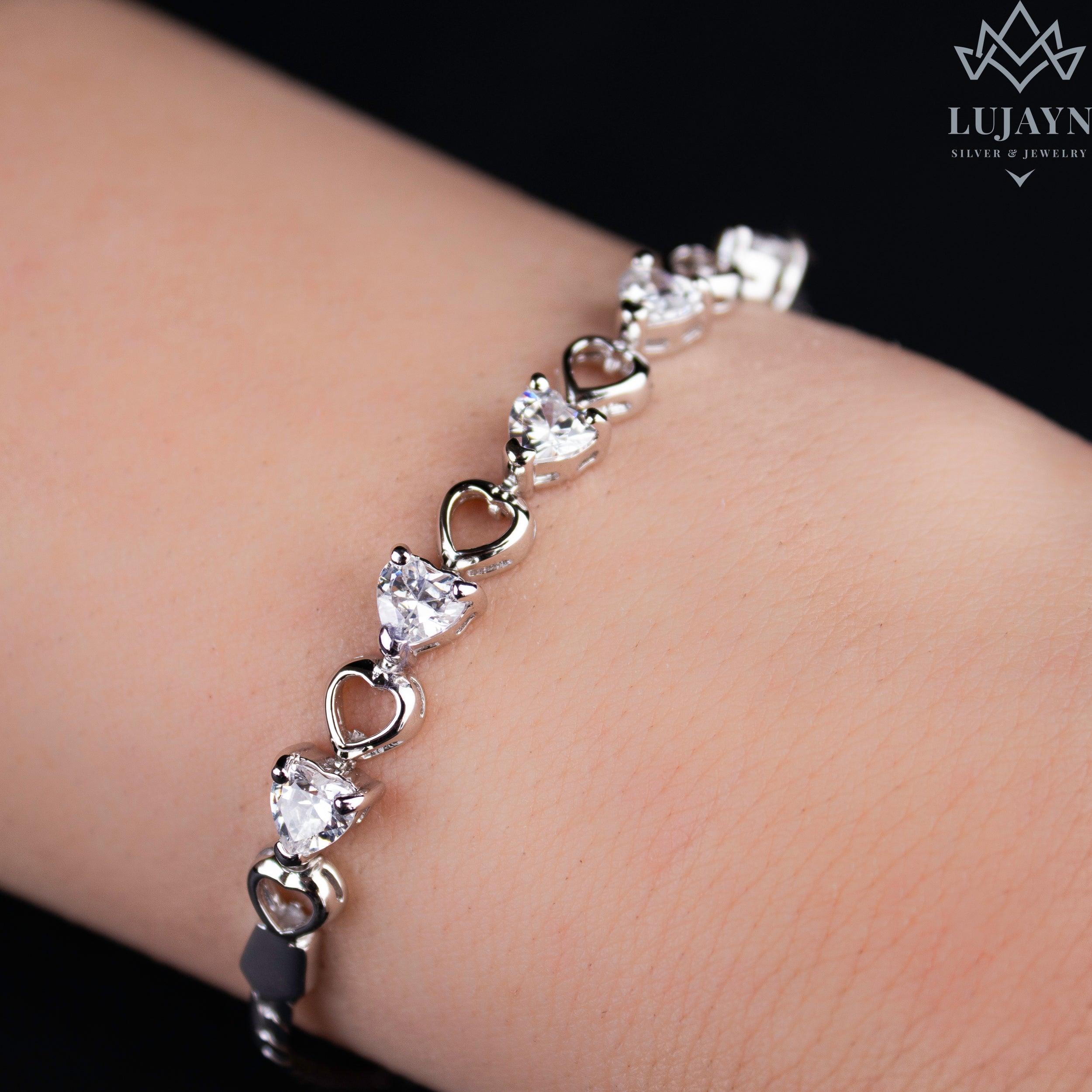 Heart Shaped Pure 92.5 Silver Bracelet For Women & Girls | Luxaore