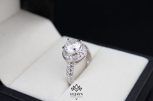 925 sterling silver Ring with Rhodium Plated & Premium Cubic Zircon.