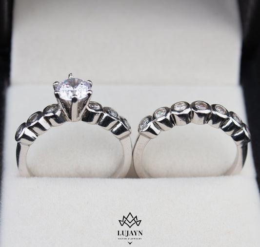 925 sterling silver Twin Rings with Rhodium Plated & Premium Cubic Zircon.