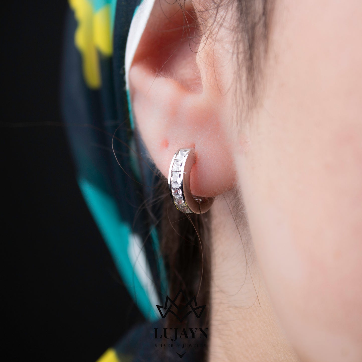 925 Sterling Silver Earring with Premium Zircon Cube