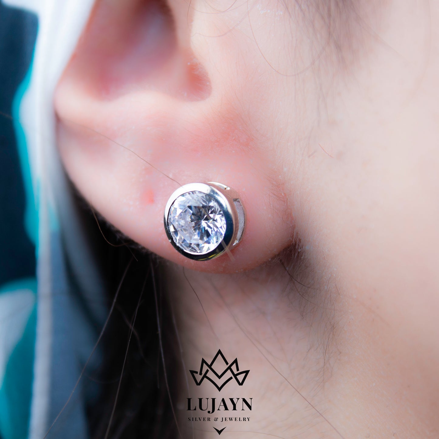 925 Sterling Silver Earring with Premium Zircon Cube
