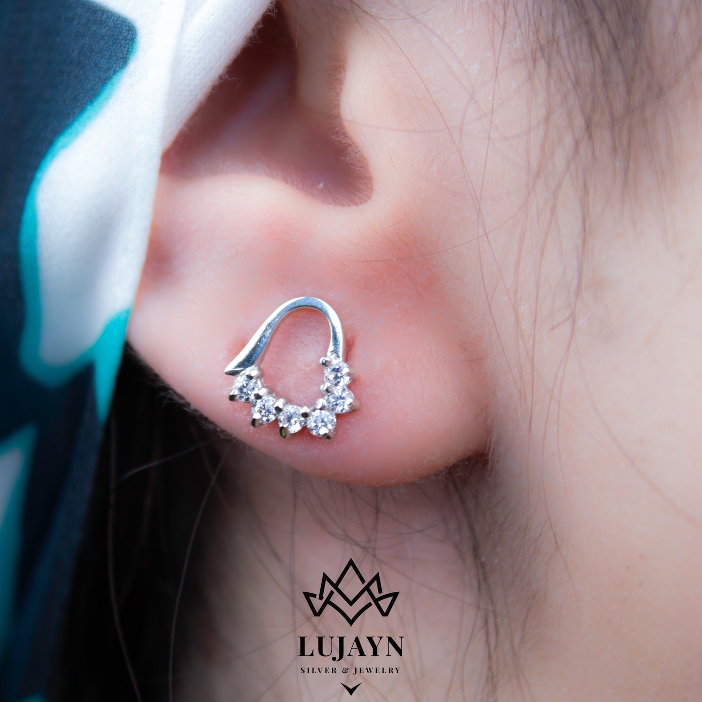   925 Sterling Silver Earring with Premium Zircon Cube