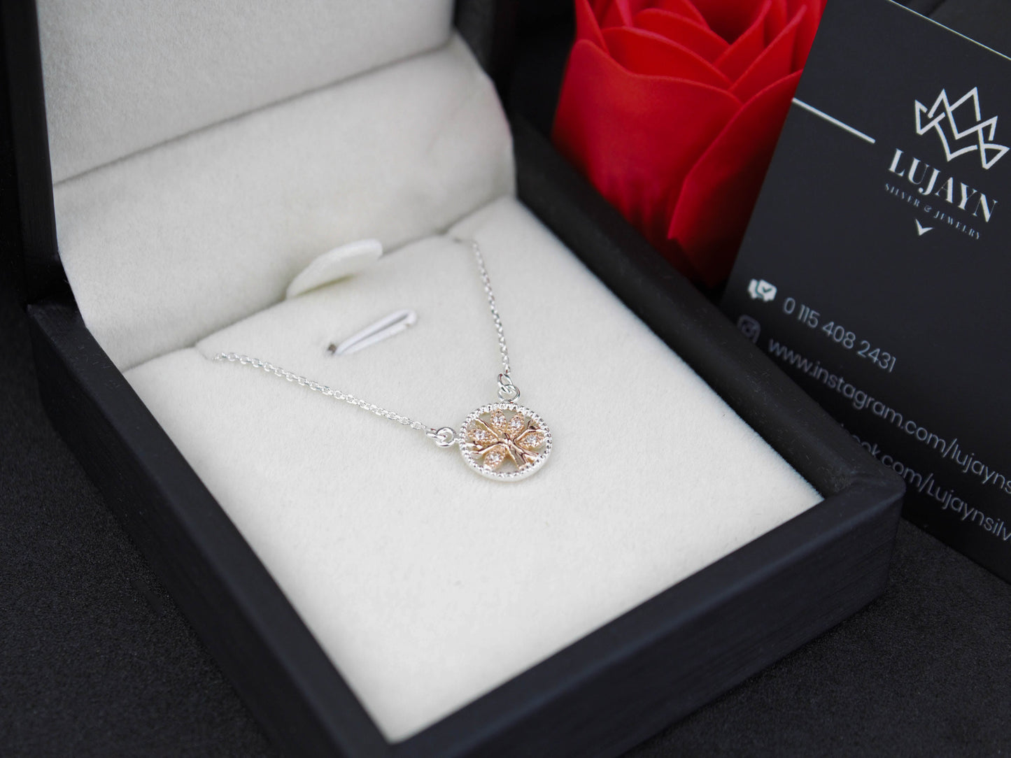 925 Sterling Silver Necklace with Premium Cubic Zirconia.