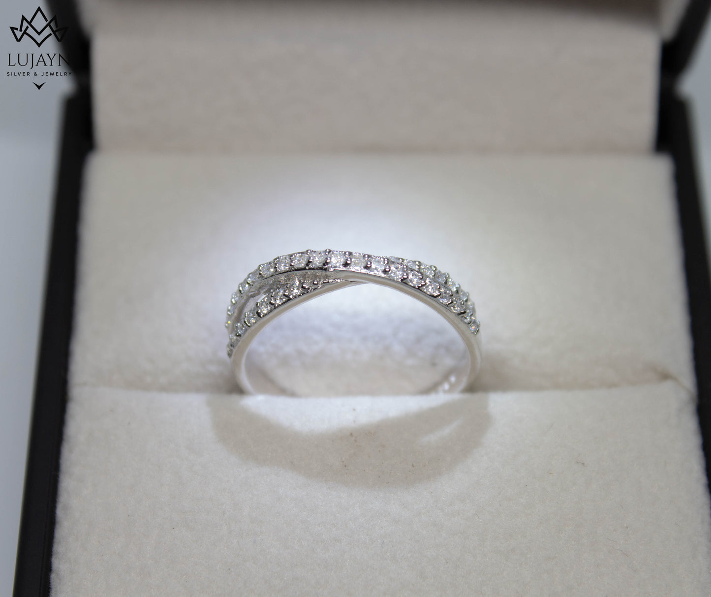 Round and Baguette Silver Ring